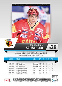2015-16 Playercards (DEL2) #DEL2-195 Maximilian Schäffler Back