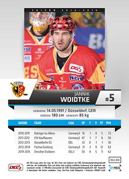 2015-16 Playercards (DEL2) #DEL2-200 Jannik Woidtke Back