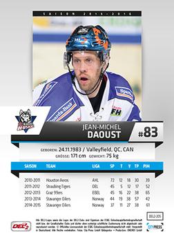 2015-16 Playercards (DEL2) #DEL2-205 Jean-Michel Daoust Back