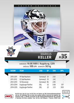 2015-16 Playercards (DEL2) #DEL2-207 Markus Keller Back