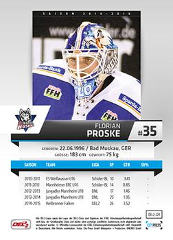 2015-16 Playercards (DEL2) #DEL2-224 Florian Proske Back