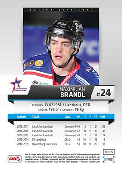 2015-16 Playercards (DEL2) #DEL2-225 Maximilian Brandl Back
