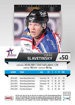 2015-16 Playercards (DEL2) #DEL2-243 Lukas Slavetinsky Back