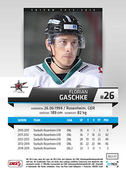 2015-16 Playercards (DEL2) #DEL2-273 Florian Gaschke Back