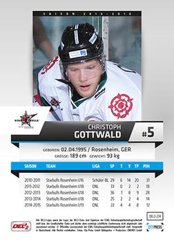 2015-16 Playercards (DEL2) #DEL2-274 Christoph Gottwald Back