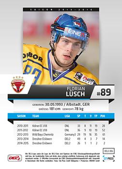2015-16 Playercards (DEL2) #DEL2-306 Florian Lusch Back