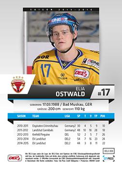 2015-16 Playercards (DEL2) #DEL2-308 Elia Ostwald Back
