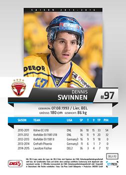 2015-16 Playercards (DEL2) #DEL2-312 Dennis Swinnen Back