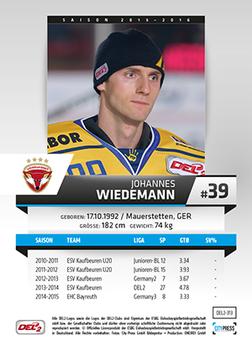 2015-16 Playercards (DEL2) #DEL2-313 Johannes Wiedemann Back