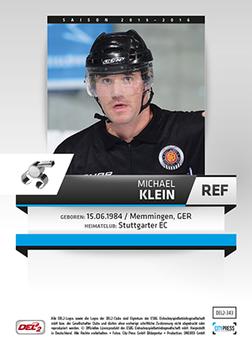 2015-16 Playercards (DEL2) #DEL2-343 Michael Klein Back