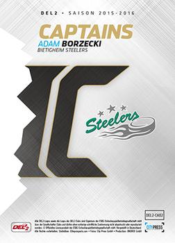 2015-16 Playercards (DEL2) - Captains #DEL2-CA02 Adam Borzecki Back