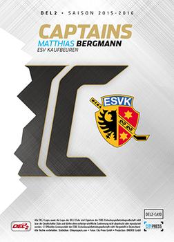 2015-16 Playercards (DEL2) - Captains #DEL2-CA10 Matthias Bergmann Back