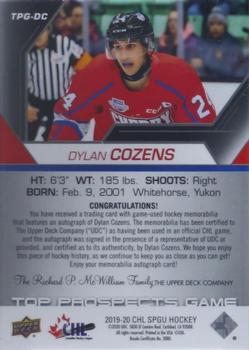 2019-20 SP Game Used CHL - Top Prospects Game Red Auto Logo Tag Achievements #TPG-DC Dylan Cozens Back