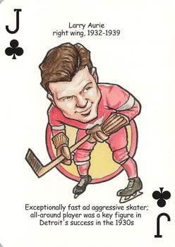 2006 Hero Decks Detroit Red Wings Hockey Heroes Playing Cards #J♣ Larry Aurie Front