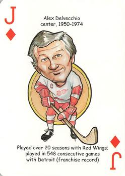 2006 Hero Decks Detroit Red Wings Hockey Heroes Playing Cards #J♦ Alex Delvecchio Front
