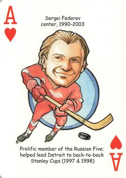 2006 Hero Decks Detroit Red Wings Hockey Heroes Playing Cards #A♥ Sergei Fedorov Front
