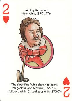 2006 Hero Decks Detroit Red Wings Hockey Heroes Playing Cards #2♥ Mickey Redmond Front