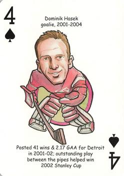 2006 Hero Decks Detroit Red Wings Hockey Heroes Playing Cards #4♠ Dominik Hasek Front