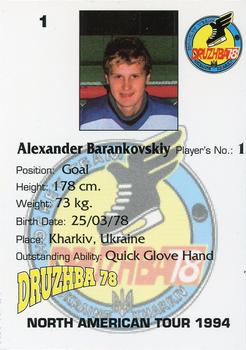 1994 Druzhba 78 (Ukraine) North American Tour #1 Alexander Barankovskiy Back