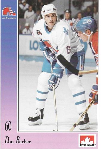 1991-92 Petro-Canada Quebec Nordiques #NNO Don Barber Front