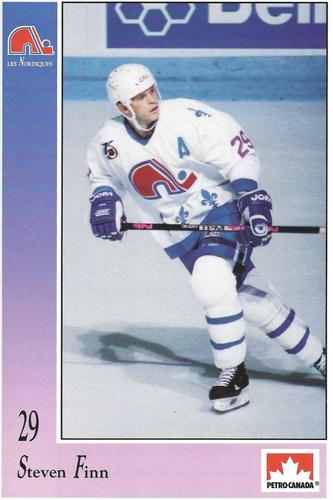 1991-92 Petro-Canada Quebec Nordiques #NNO Steven Finn Front