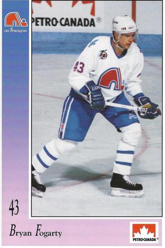 1991-92 Petro-Canada Quebec Nordiques #NNO Bryan Fogarty Front