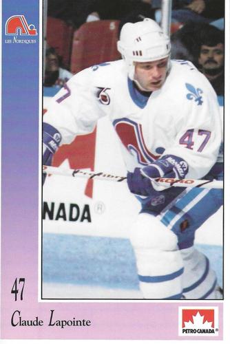 1991-92 Petro-Canada Quebec Nordiques #NNO Claude Lapointe Front
