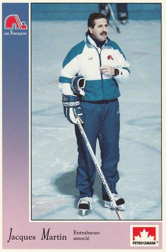 1991-92 Petro-Canada Quebec Nordiques #NNO Jacques Martin Front