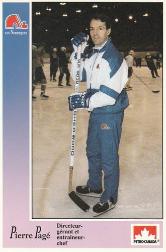 1991-92 Petro-Canada Quebec Nordiques #NNO Pierre Pagé Front