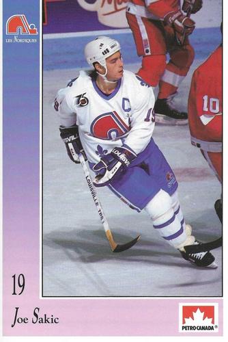 1991-92 Petro-Canada Quebec Nordiques #NNO Joe Sakic Front