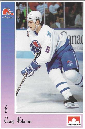 1991-92 Petro-Canada Quebec Nordiques #NNO Craig Wolanin Front