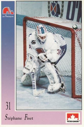 1992-93 Petro-Canada Quebec Nordiques #NNO Stephane Fiset Front