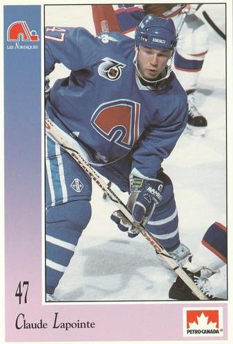 1992-93 Petro-Canada Quebec Nordiques #NNO Claude Lapointe Front