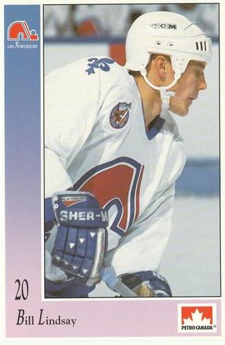 1992-93 Petro-Canada Quebec Nordiques #NNO Bill Lindsay Front