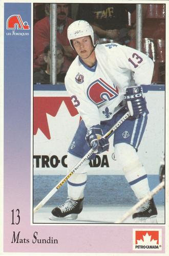 1992-93 Petro-Canada Quebec Nordiques #NNO Mats Sundin Front