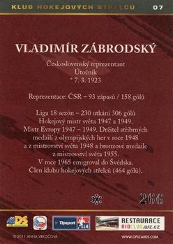 2011 Czech OFS premium - Klub hokejových střelců Silver #7 Vladimir Zabrodsky Back