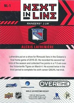 2020-21 Upper Deck Overtime - Next In Line Red Rainbow #NL-1 Alexis Lafreniere Back