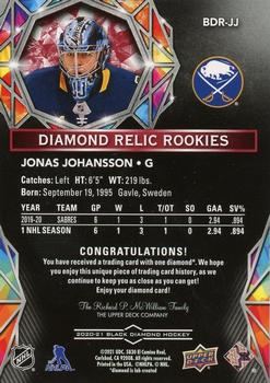 2020-21 Upper Deck Black Diamond - Diamond Relics Rookie Gems Ruby #BDR-JJ Jonas Johansson Back