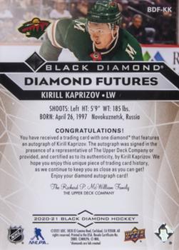 2020-21 Upper Deck Black Diamond - Diamond Futures Autographs #BDF-KK Kirill Kaprizov Back