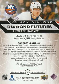 2020-21 Upper Deck Black Diamond - Diamond Futures Premium #BDF-KB Kieffer Bellows Back