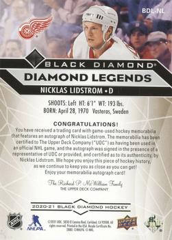 2020-21 Upper Deck Black Diamond - Diamond Legends Premium #BDL-NL Nicklas Lidstrom Back