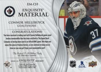 2020-21 Upper Deck Black Diamond - Exquisite Collection Materials #EM-CH Connor Hellebuyck Back