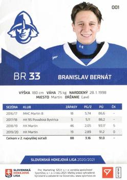 2020-21 SportZoo Slovenská Hokejová Liga #001 Branislav Bernat Back