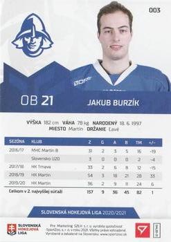 2020-21 SportZoo Slovenská Hokejová Liga #003 Jakub Burzik Back