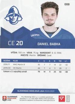 2020-21 SportZoo Slovenská Hokejová Liga #008 Daniel Babka Back