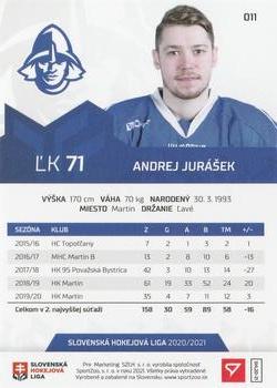 2020-21 SportZoo Slovenská Hokejová Liga #011 Andrej Jurasek Back