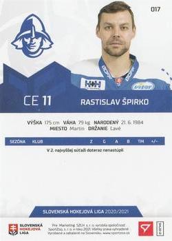 2020-21 SportZoo Slovenská Hokejová Liga #017 Rastislav Spirko Back