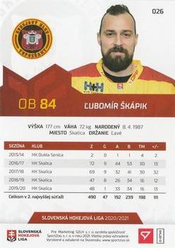 2020-21 SportZoo Slovenská Hokejová Liga #026 Lubomir Skapik Back