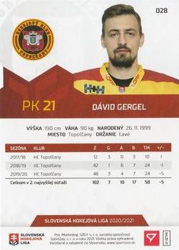 2020-21 SportZoo Slovenská Hokejová Liga #028 David Gergel Back