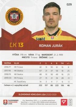 2020-21 SportZoo Slovenská Hokejová Liga #029 Roman Jurak Back